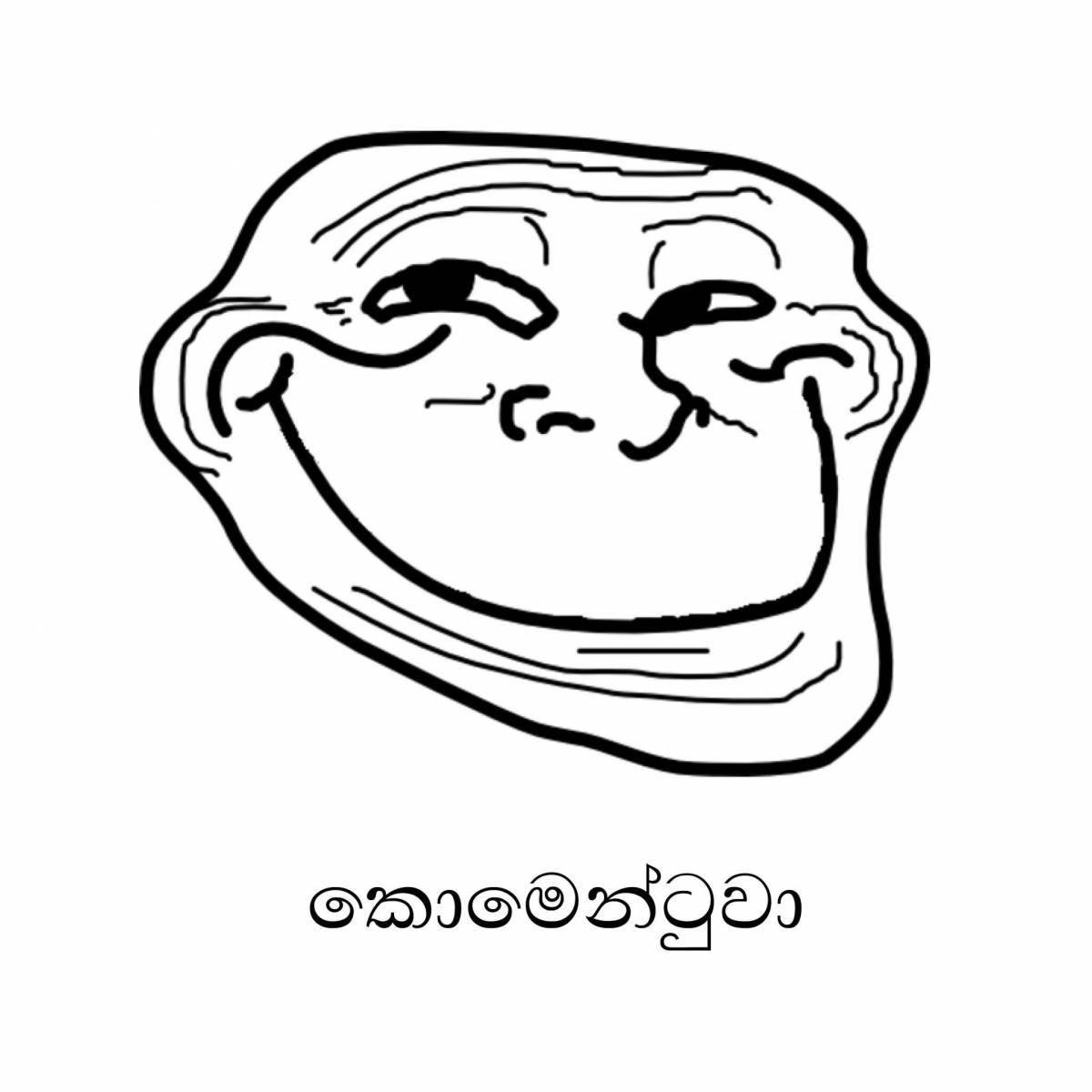 Exciting troll face coloring page