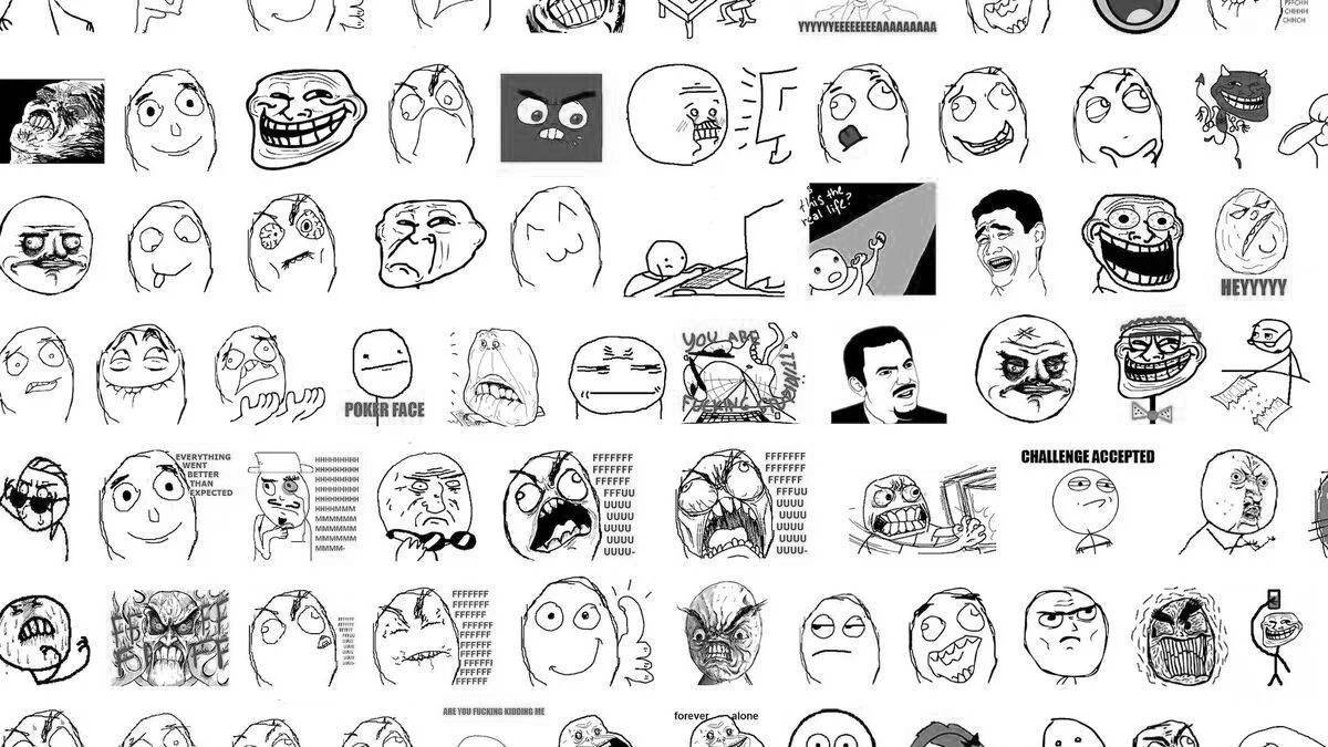 Irresistible troll face coloring page