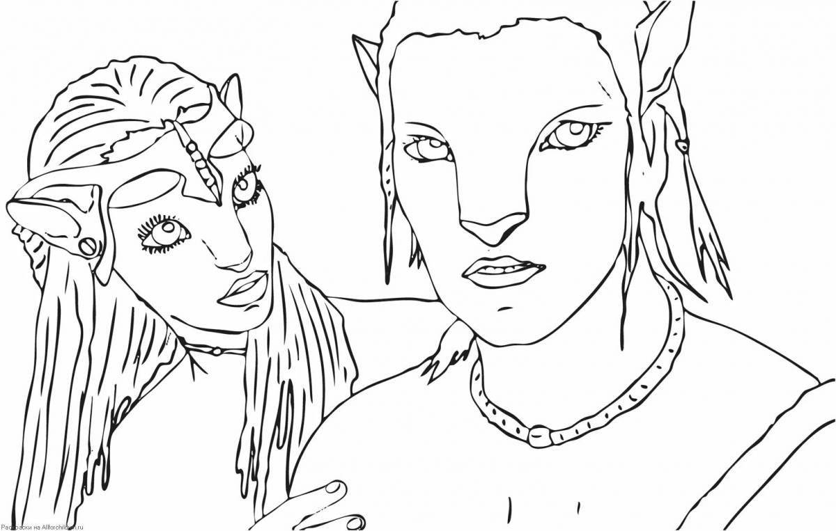 Colorful neytiri avatar coloring page
