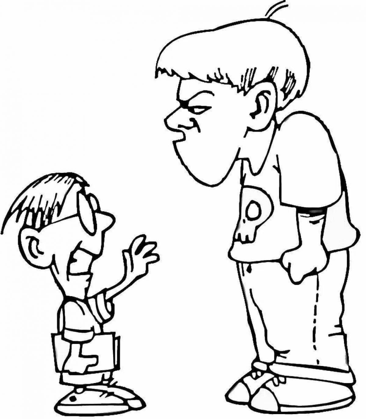 Playful stop bullying coloring page