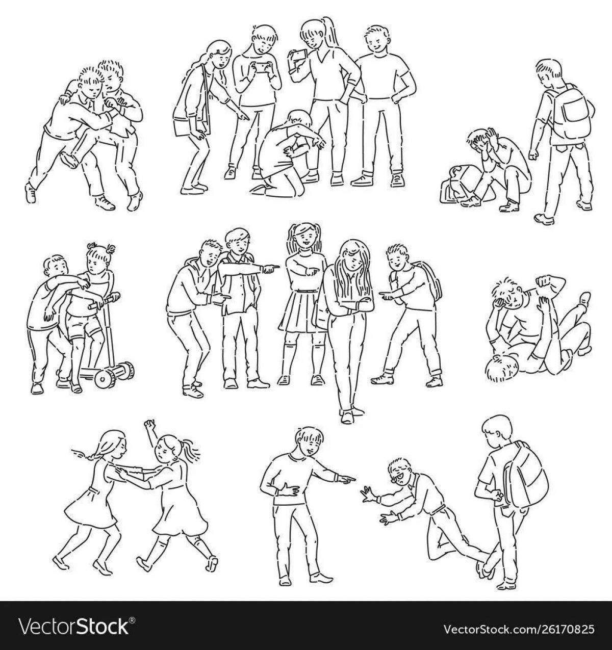 Tempting stop bullying coloring page
