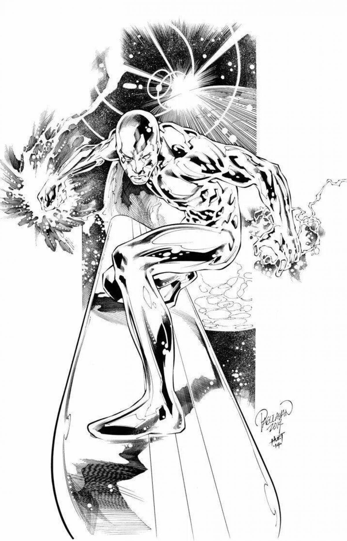 Splendid silver surfer coloring page