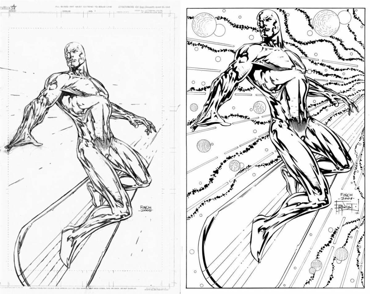 Glorious silver surfer coloring book