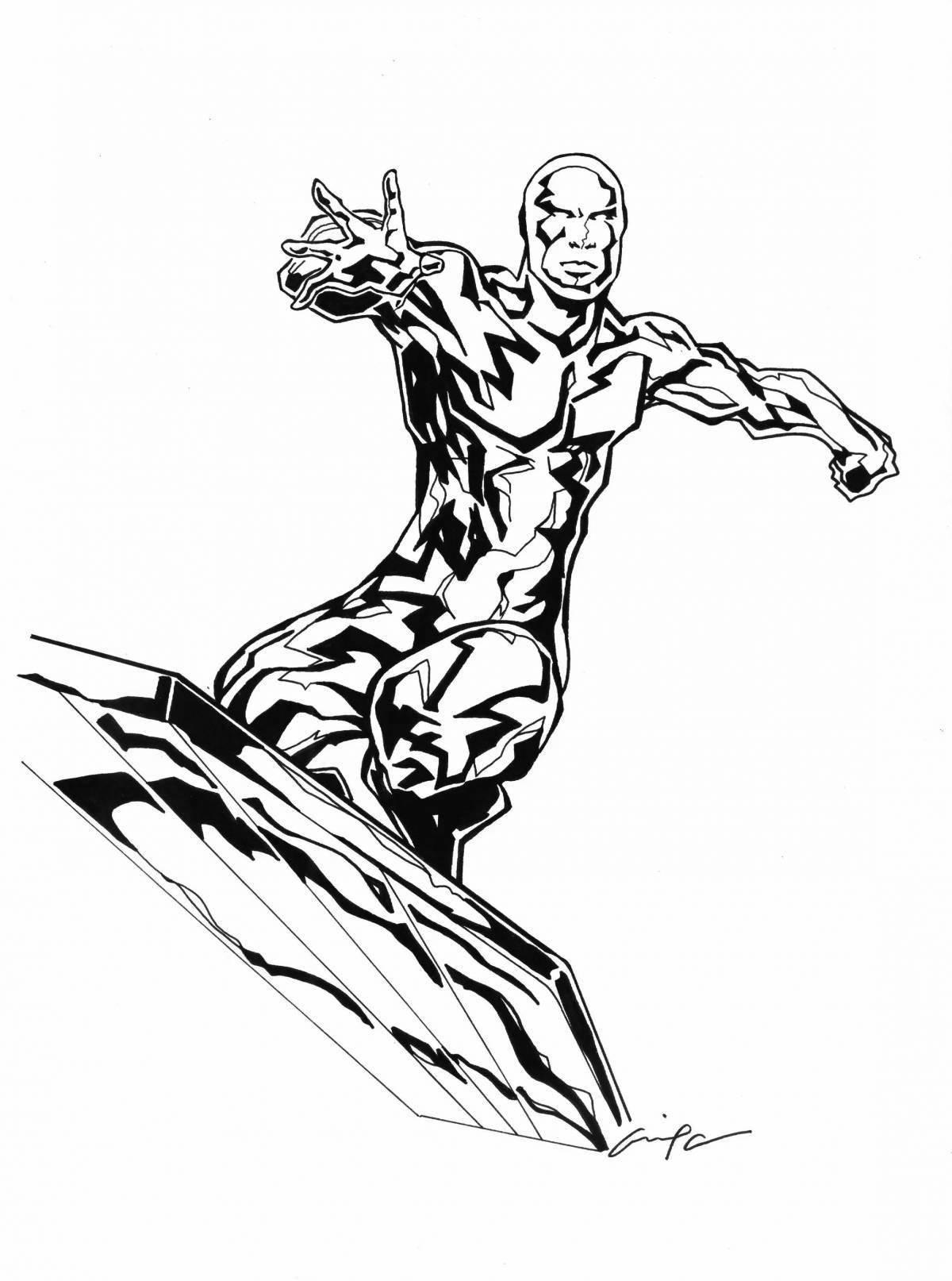 Shiny silver surfer coloring book