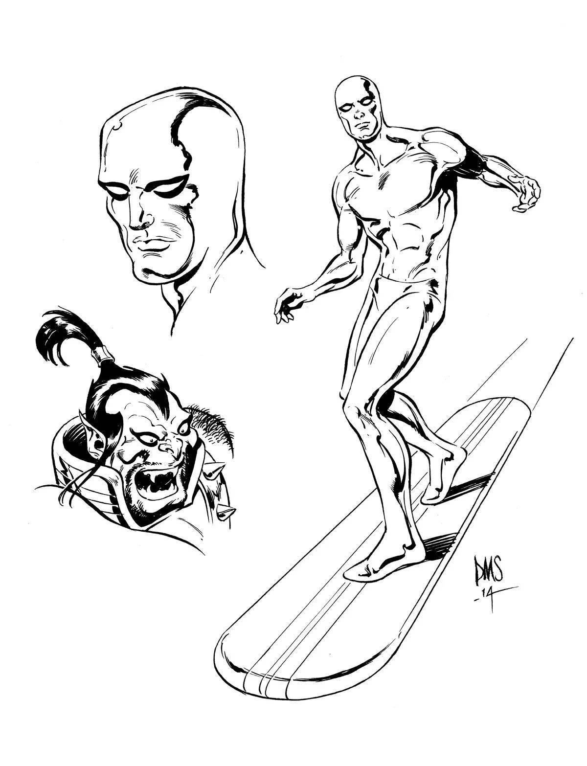 Photo Coloring bright silver surfer