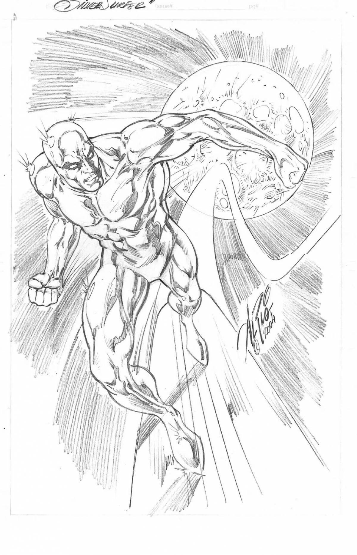 Photo Impressive silver surfer coloring page