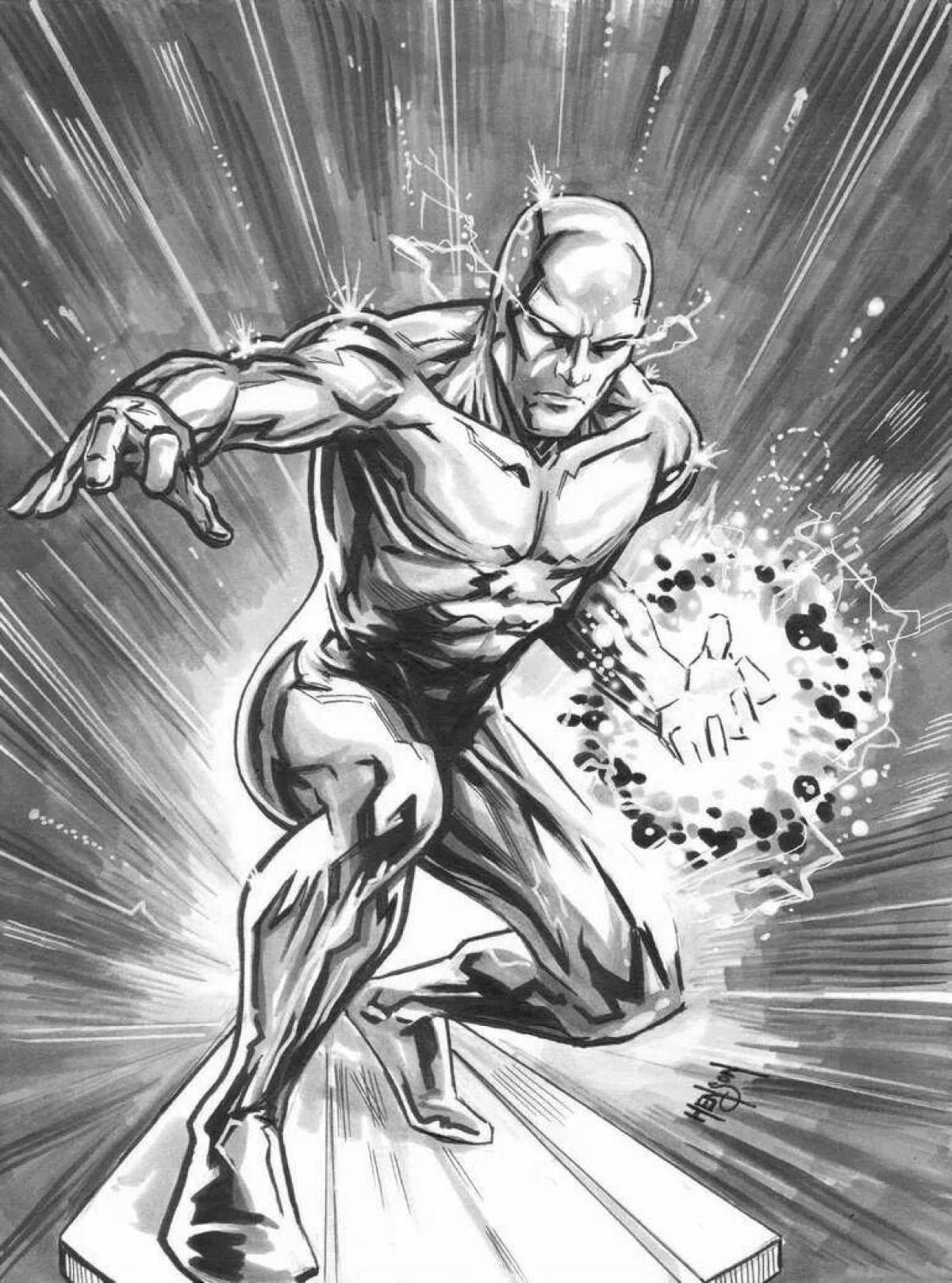 Glowing silver surfer coloring page