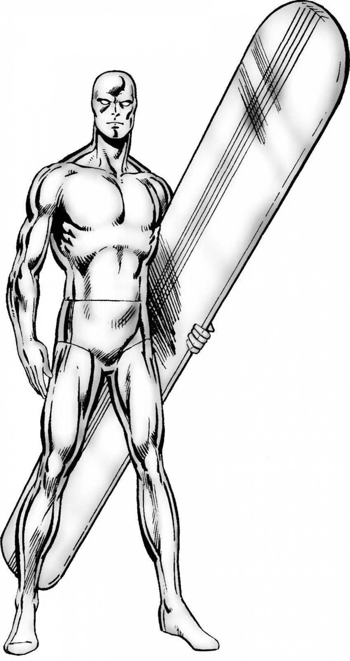 Attractive silver surfer coloring page