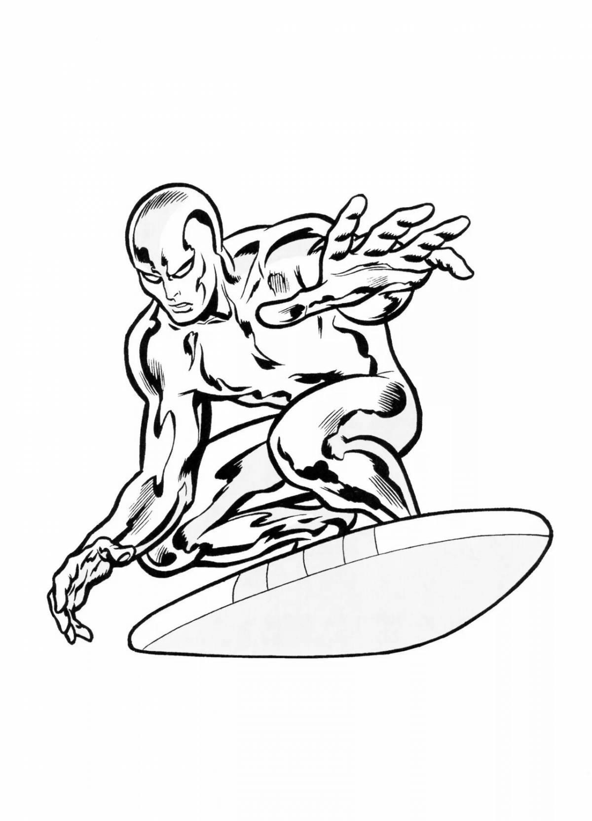 Greatly colored silver surfer coloring page