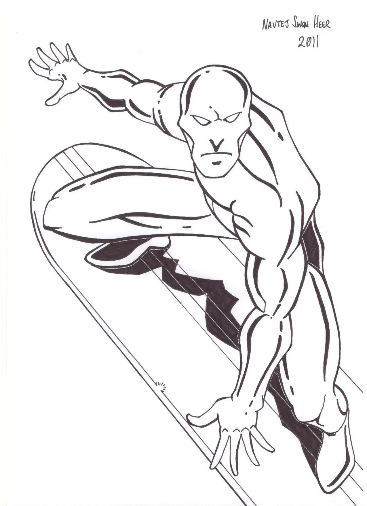 Rich silver surfer coloring page