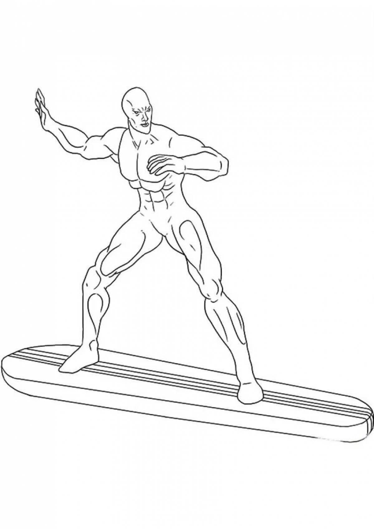 Brilliantly illustrated silver surfer coloring page