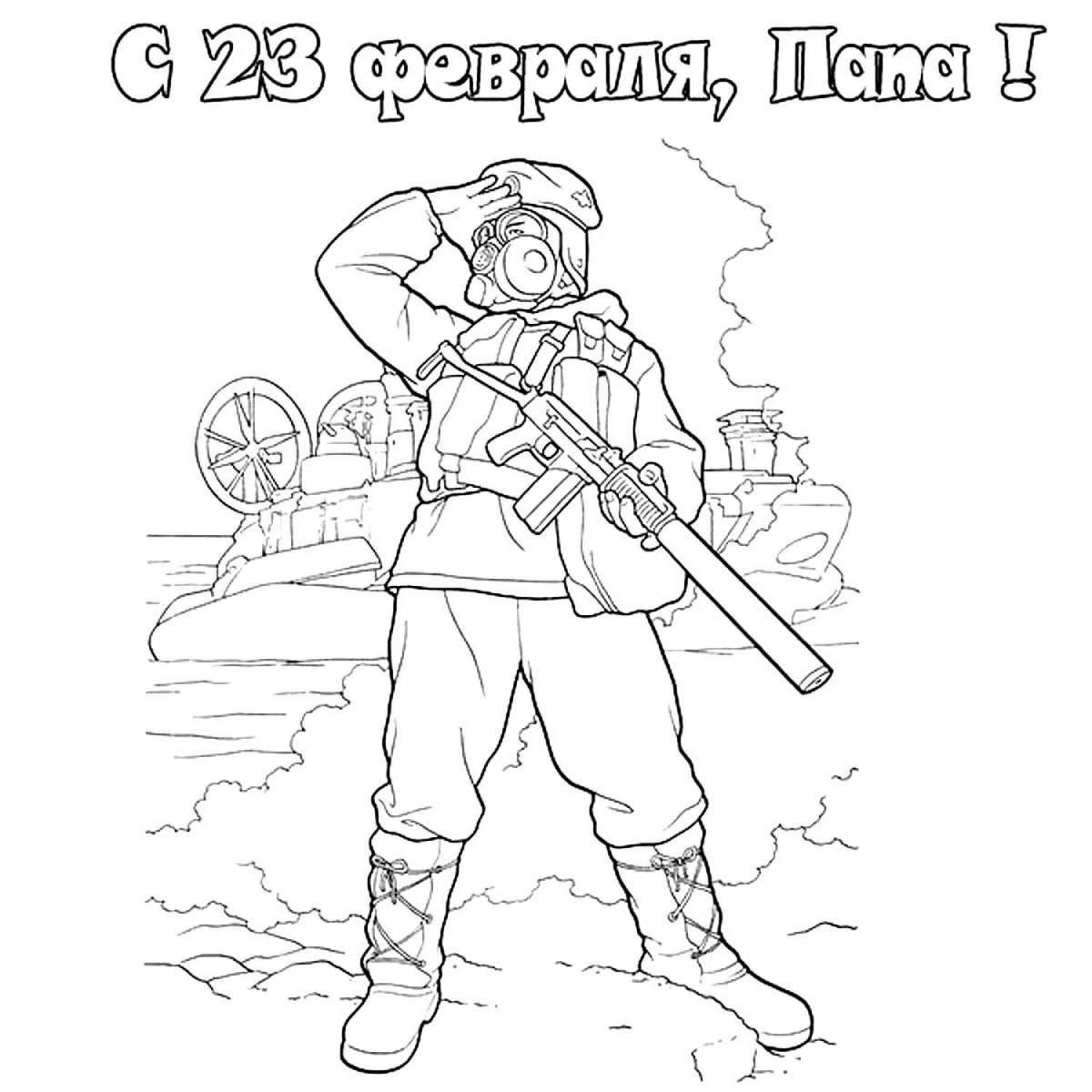 Coloring page bright defender of the fatherland