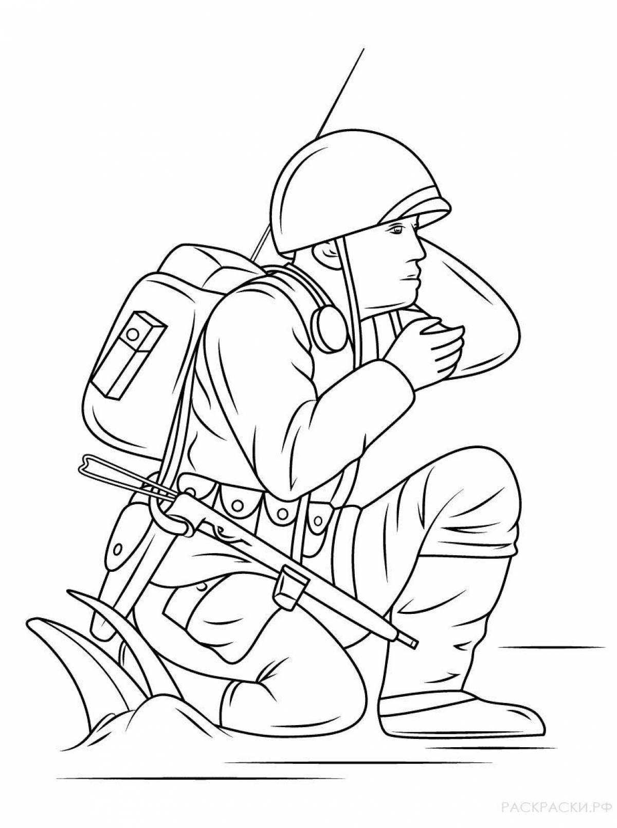 Coloring page blooming defender of the fatherland