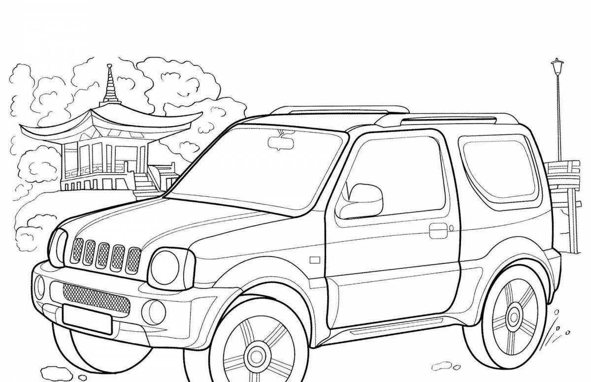 Coloring page joyful jeep