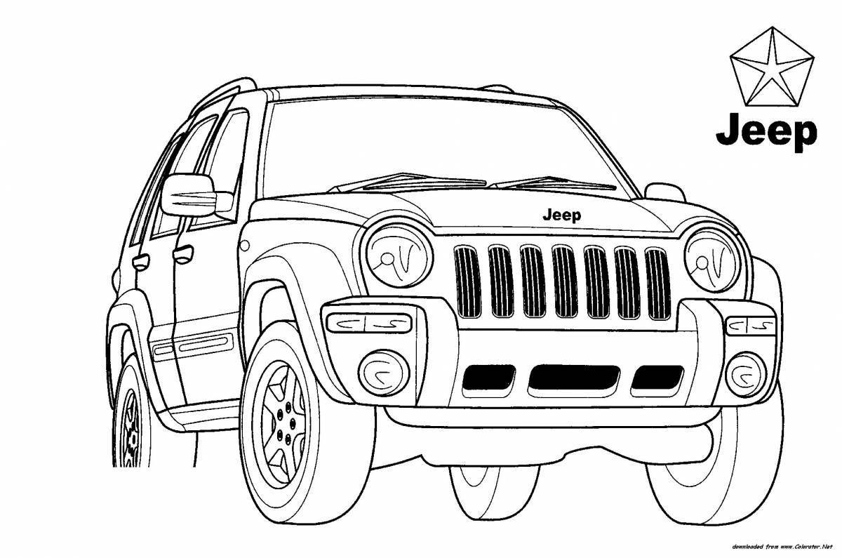 Detailed coloring of the jeep