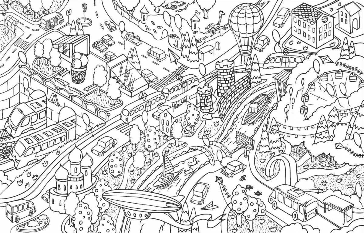 Colorful city skyline