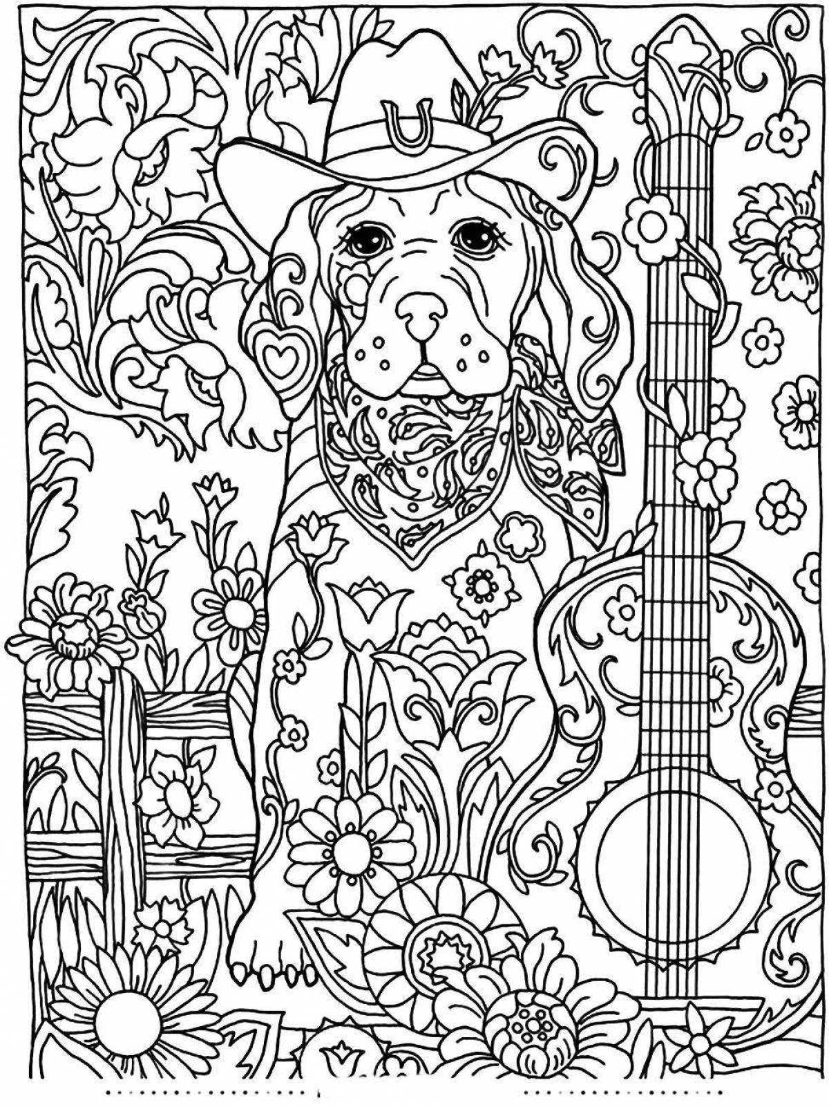 Funny dog ​​antistress coloring book