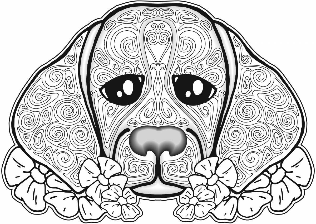 Joyful dog antistress coloring book