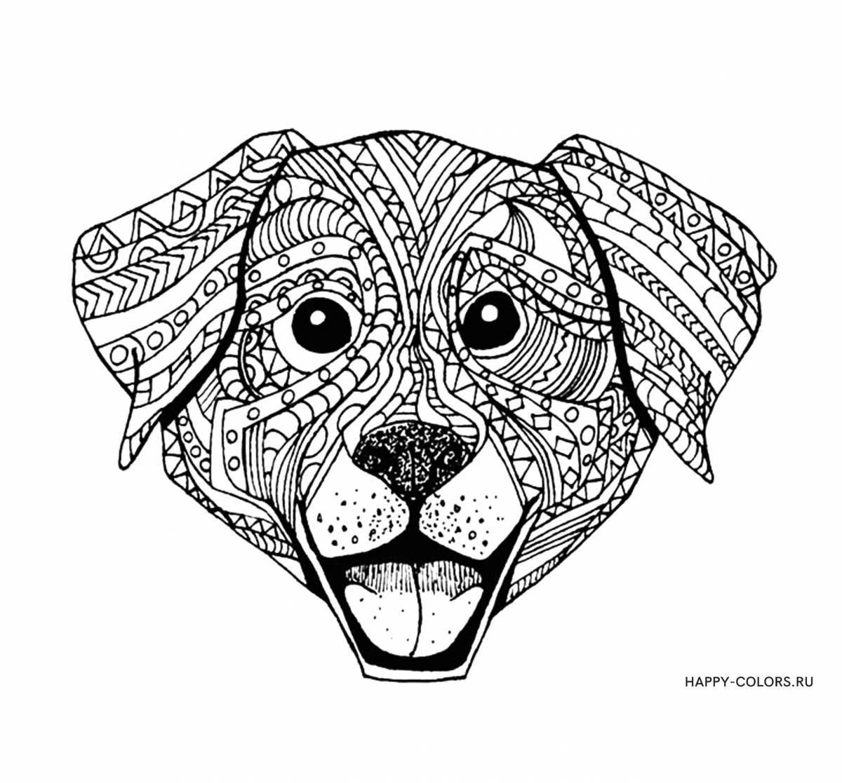 Relaxing anti-stress dog coloring book