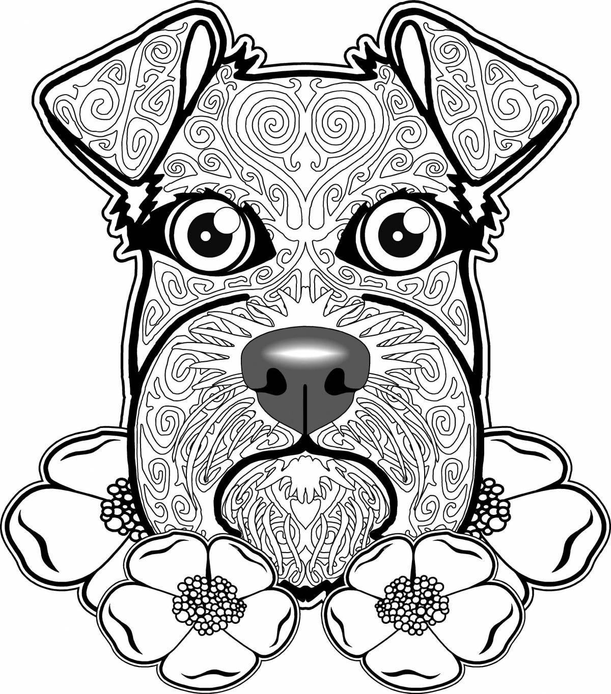 Coloring book soothing dog antistress