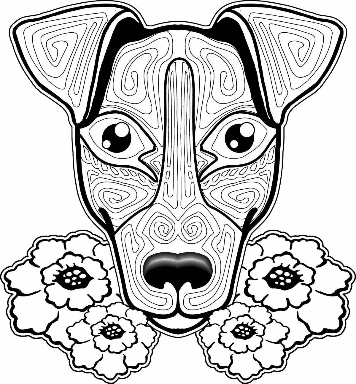 Fun doggy antistress coloring page