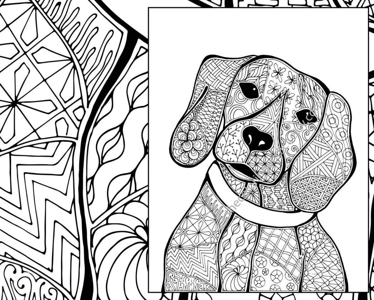 Cute dog antistress coloring book