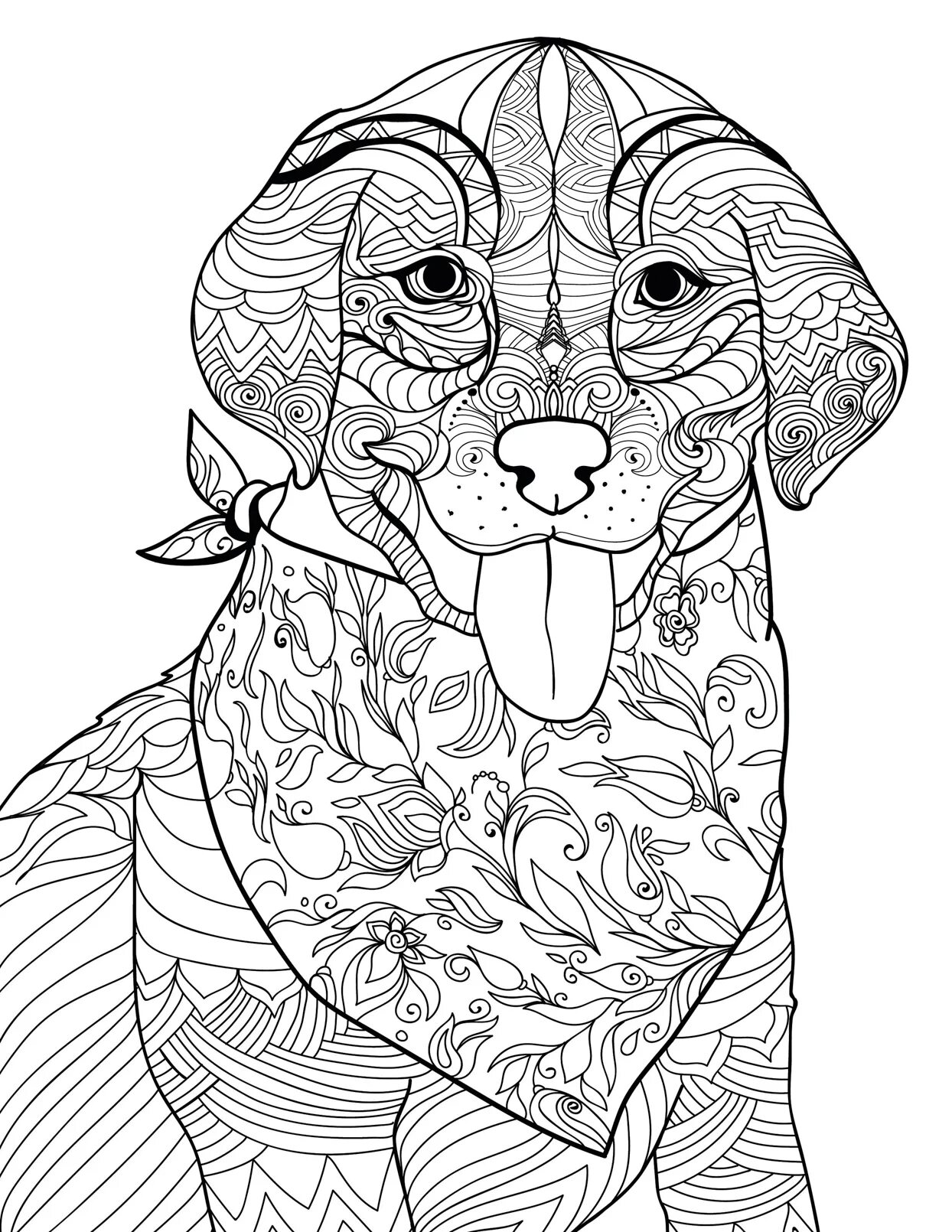 Coloring book energetic dog antistress