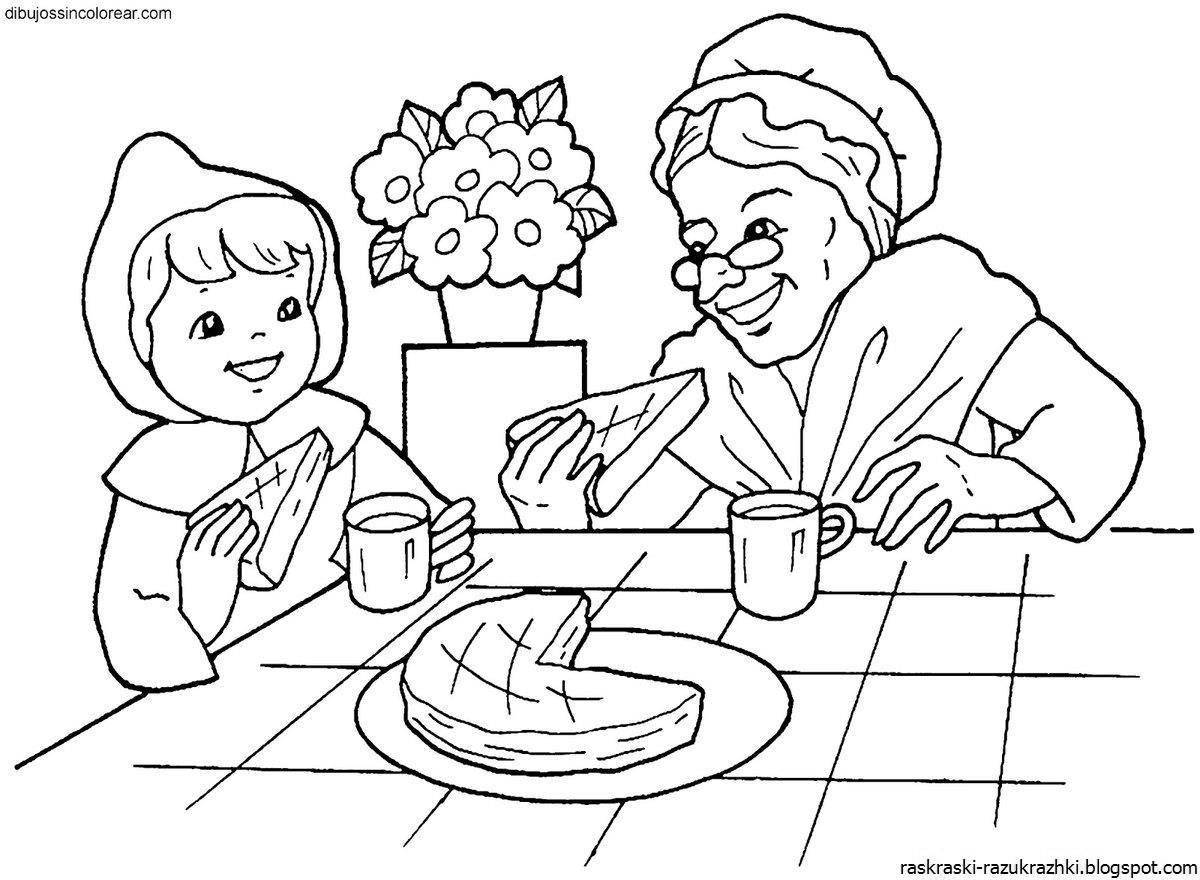 Compassionate grandmother coloring page