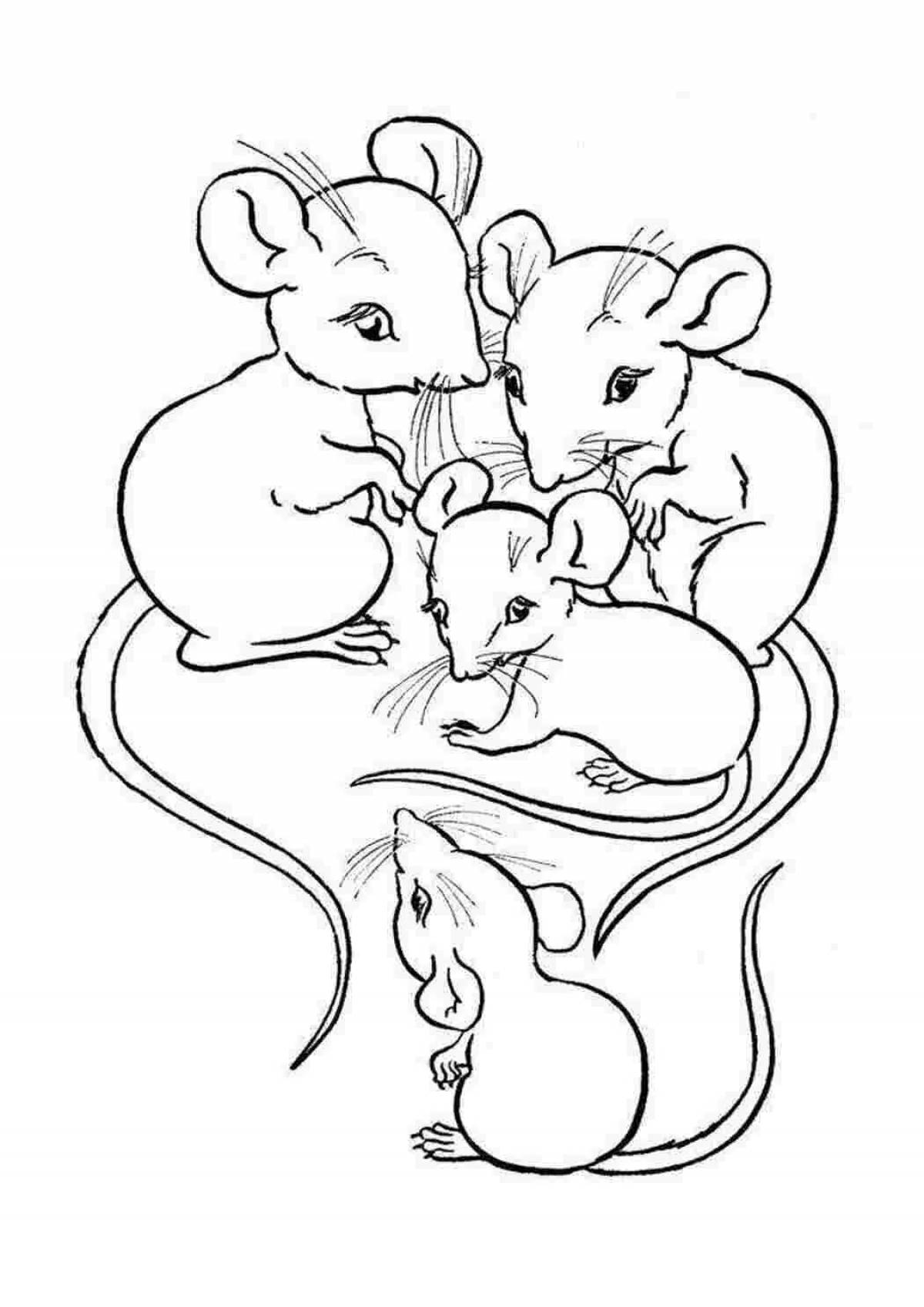 Игривая мышь раскраска