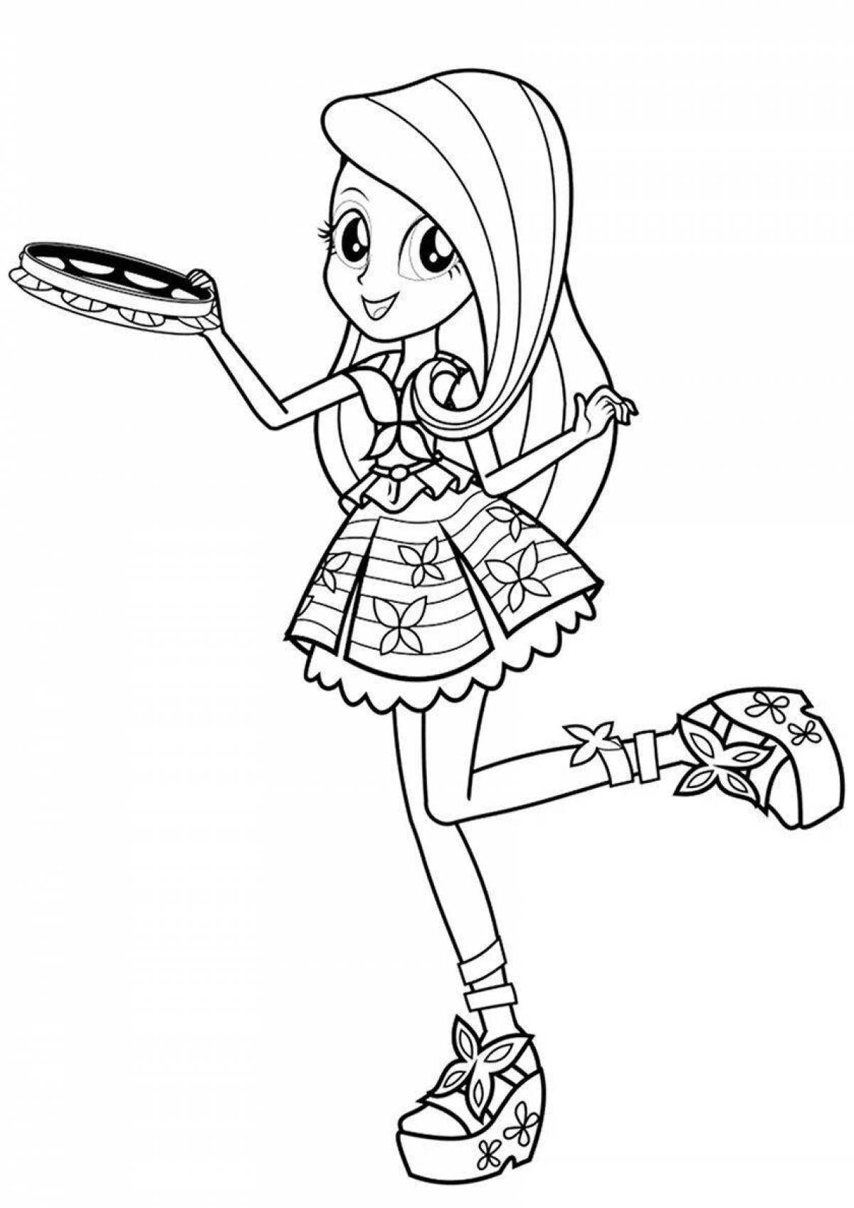 Coloring page enthusiastic equestria girls