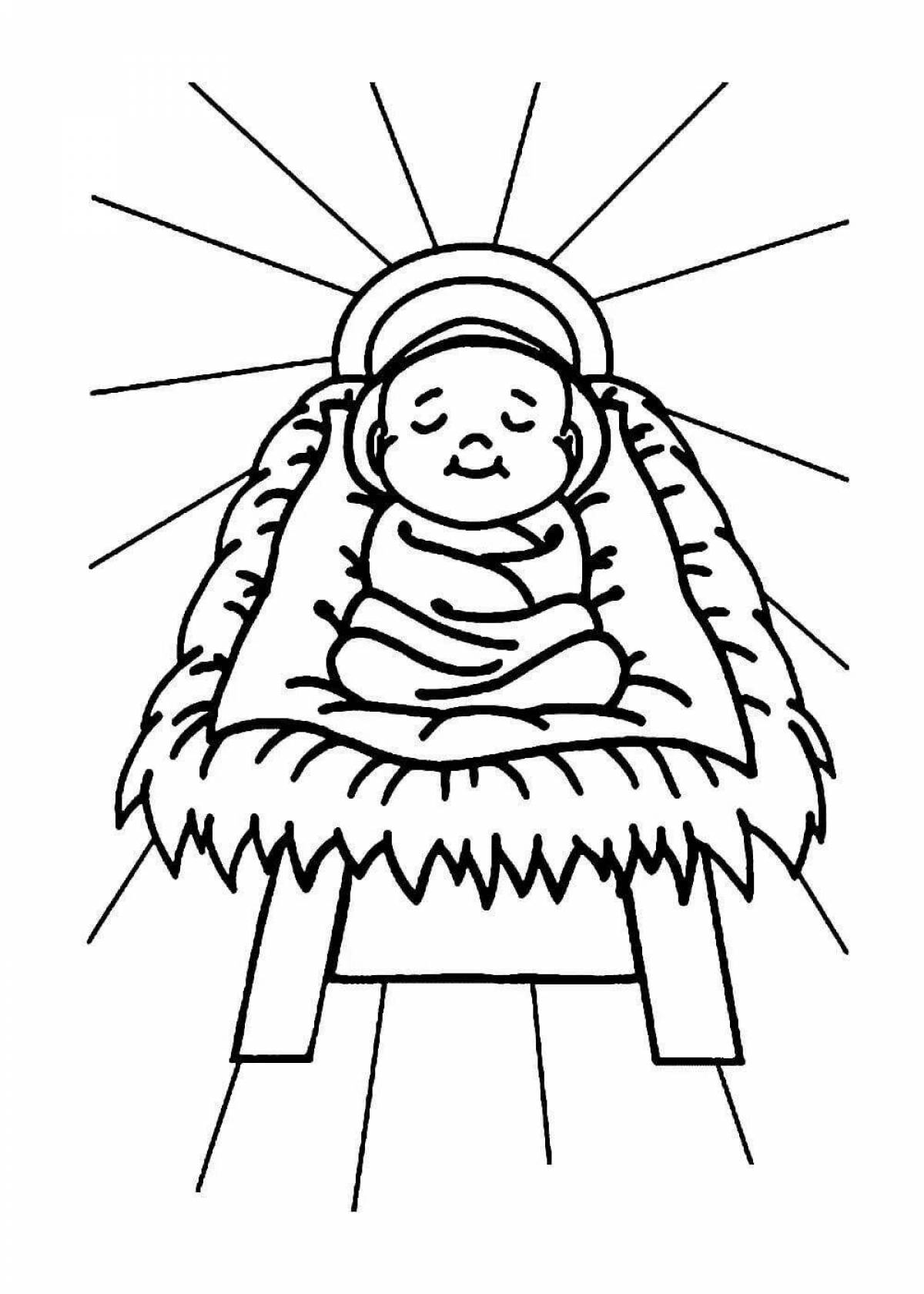 Photo Joyful coloring baby jesus