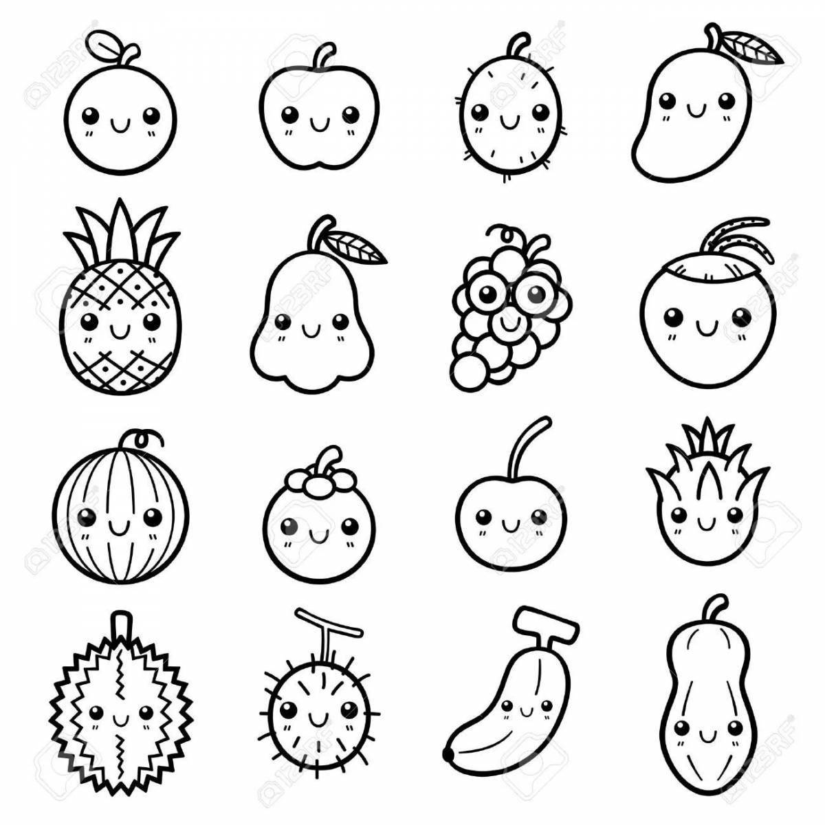 Charming coloring cute fruit