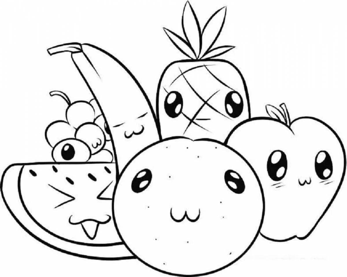 Lovely coloring cute fruit