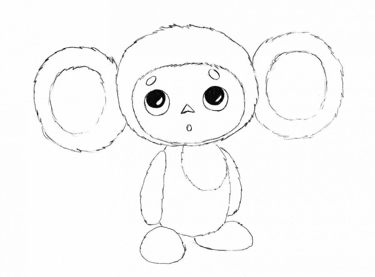 Coloring page joyful cheburashka
