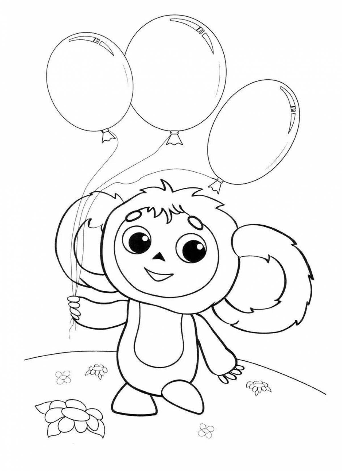 Coloring book playful cheburashka