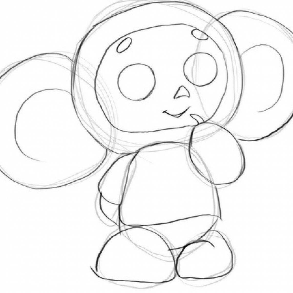 Charming coloring cheburashka