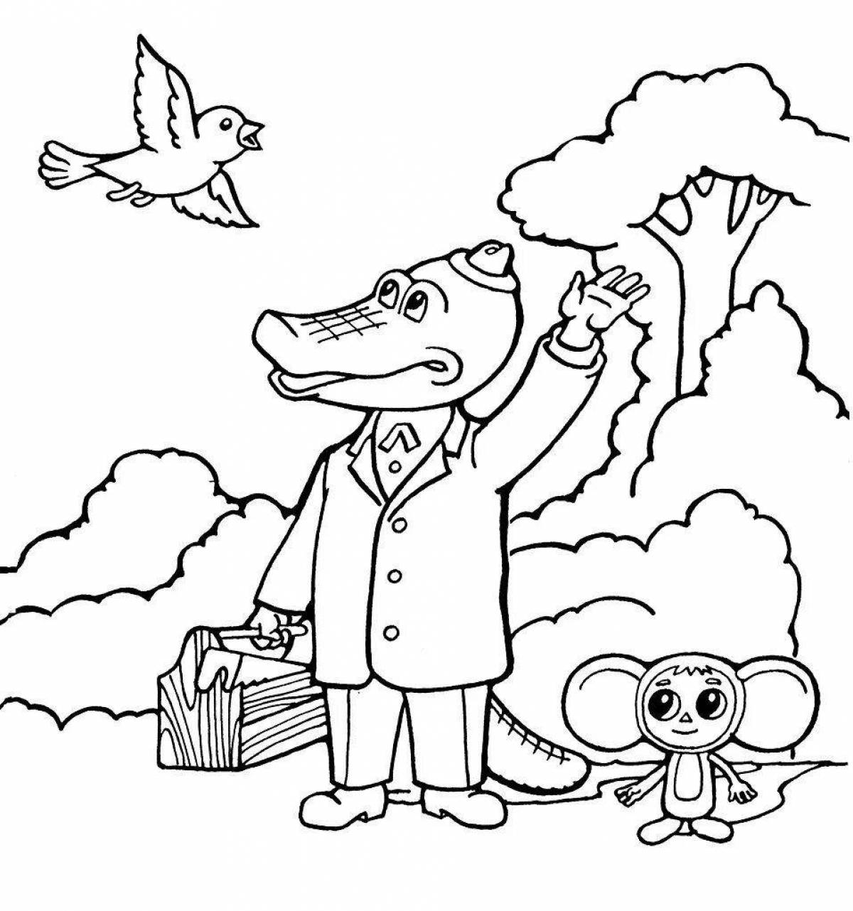 Color explosion cheburashka coloring page