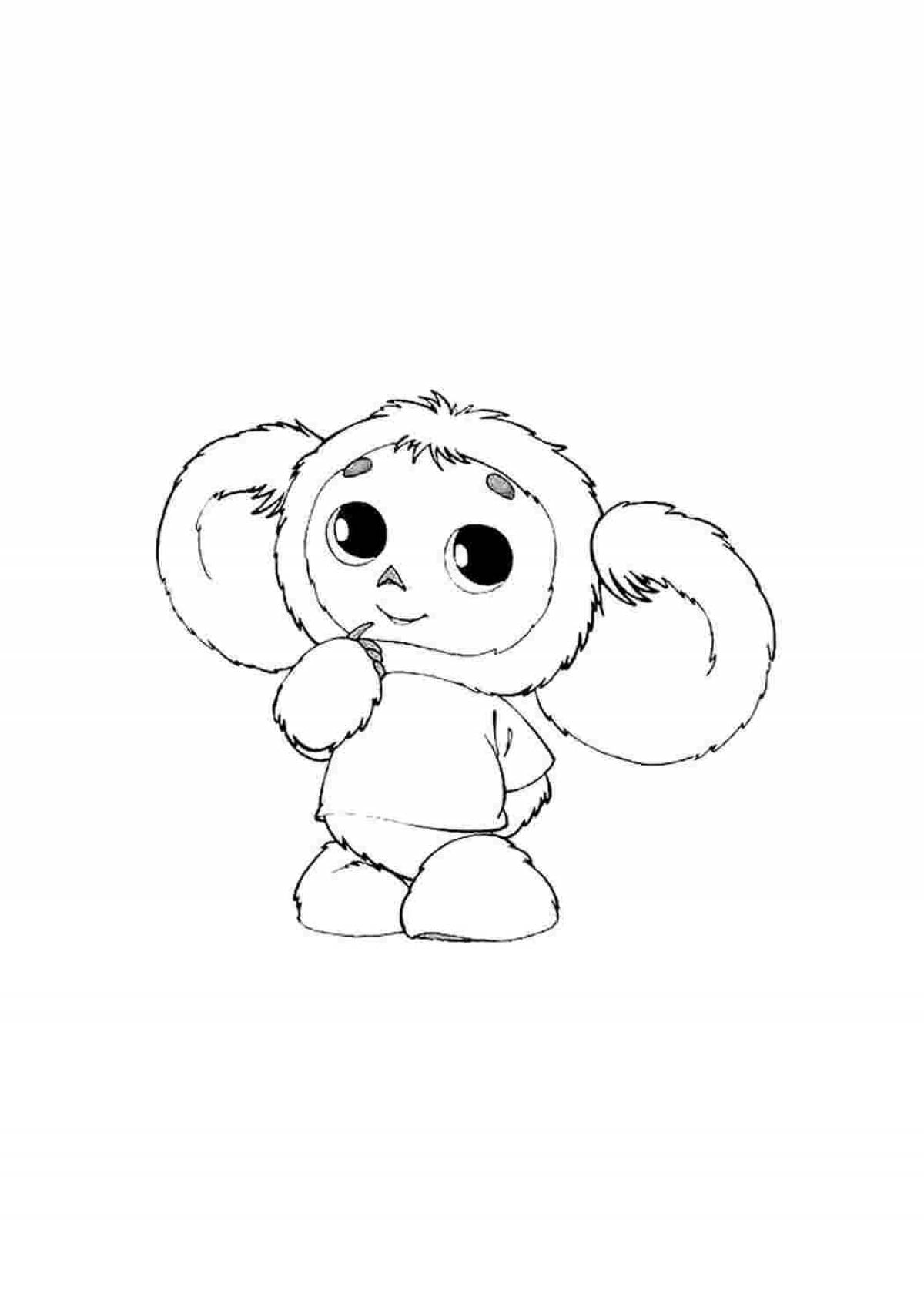 Colorful bright cheburashka coloring book