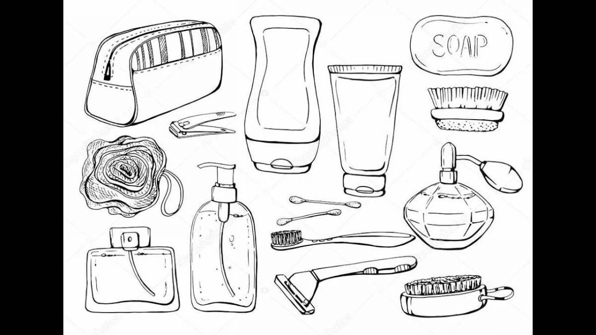 Colourful skin care cosmetics coloring page