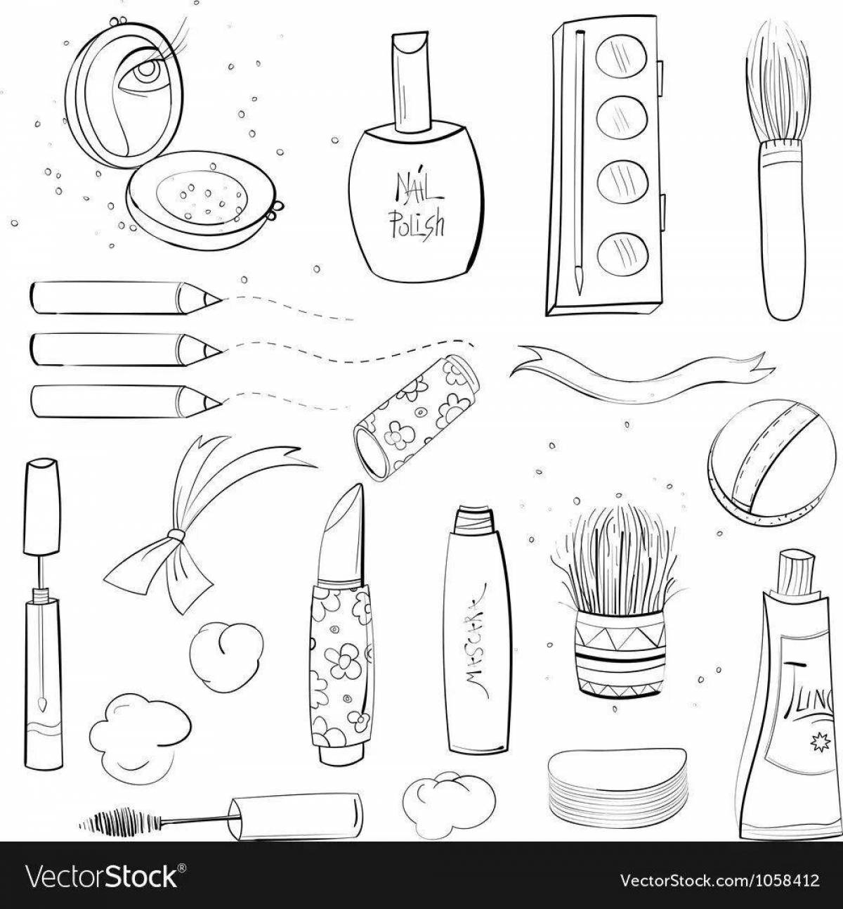 Coloring page exquisite skin care cosmetics