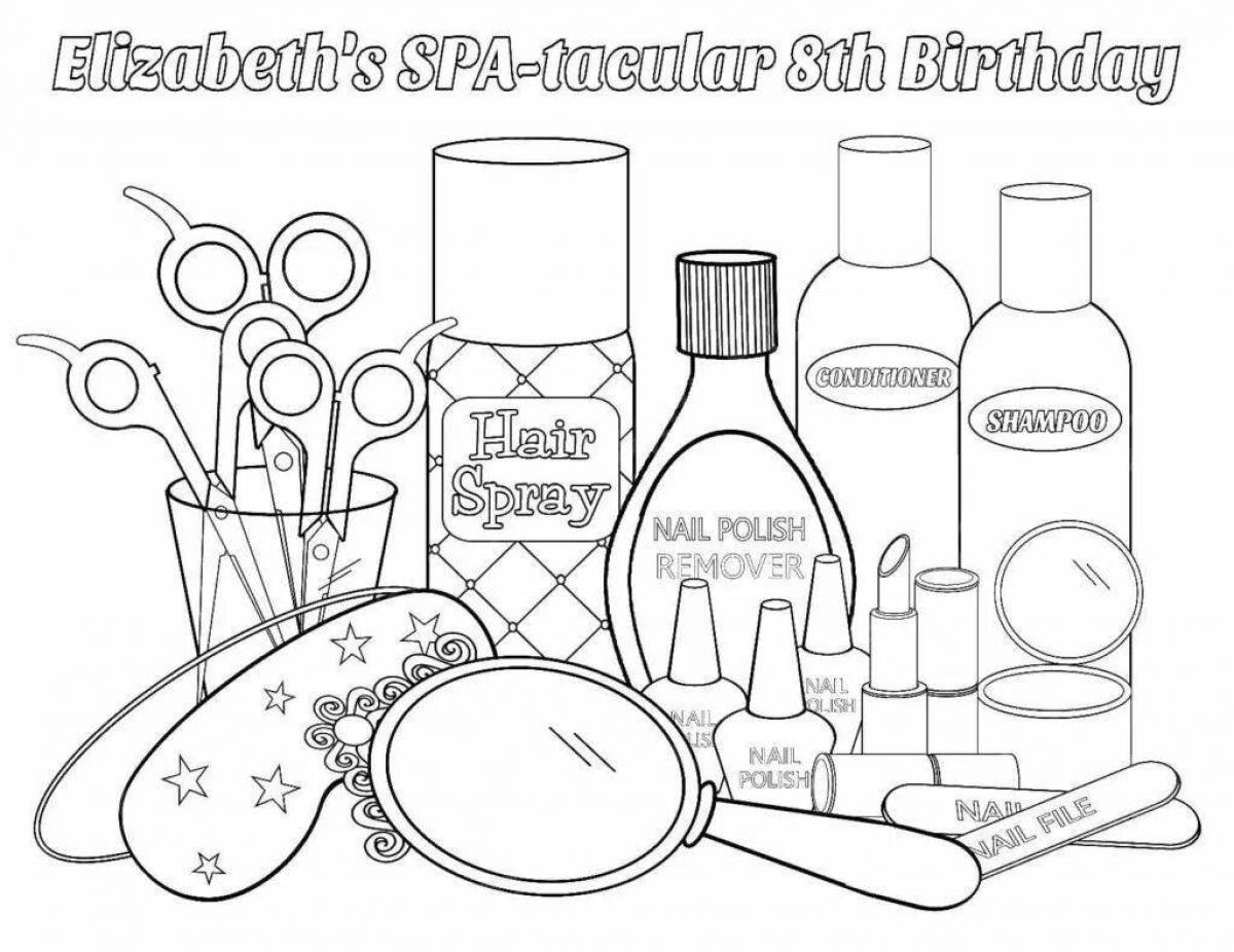 Coloring page attractive skin care cosmetics