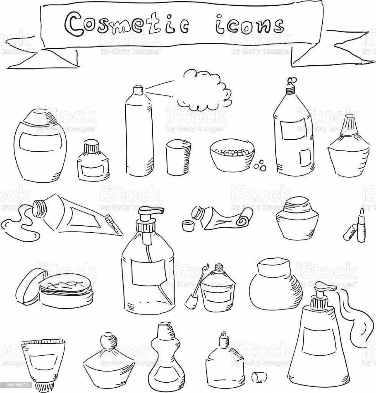 Coloring page cute skin care cosmetics