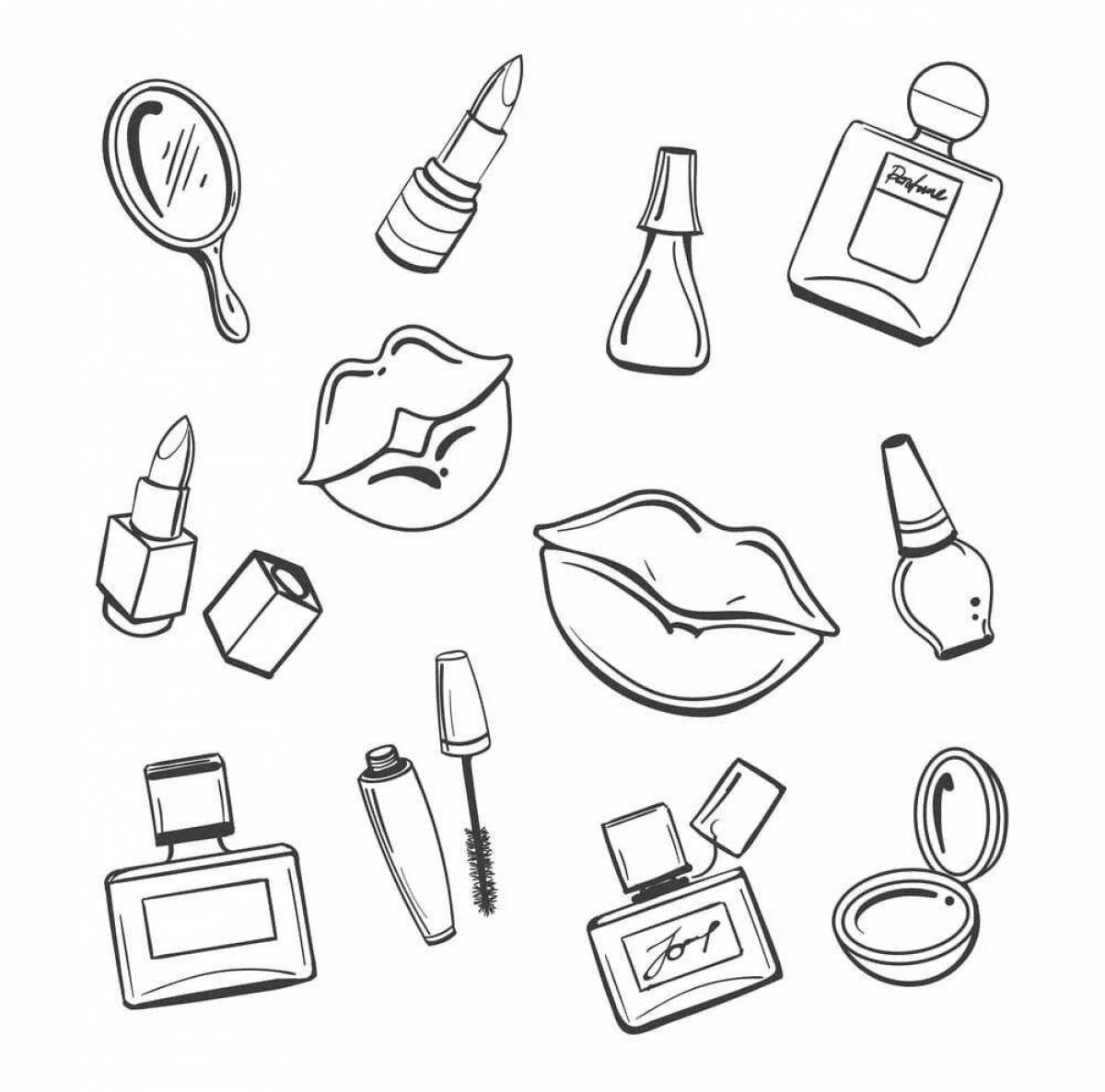 Coloring page fashion cosmetics for skin care
