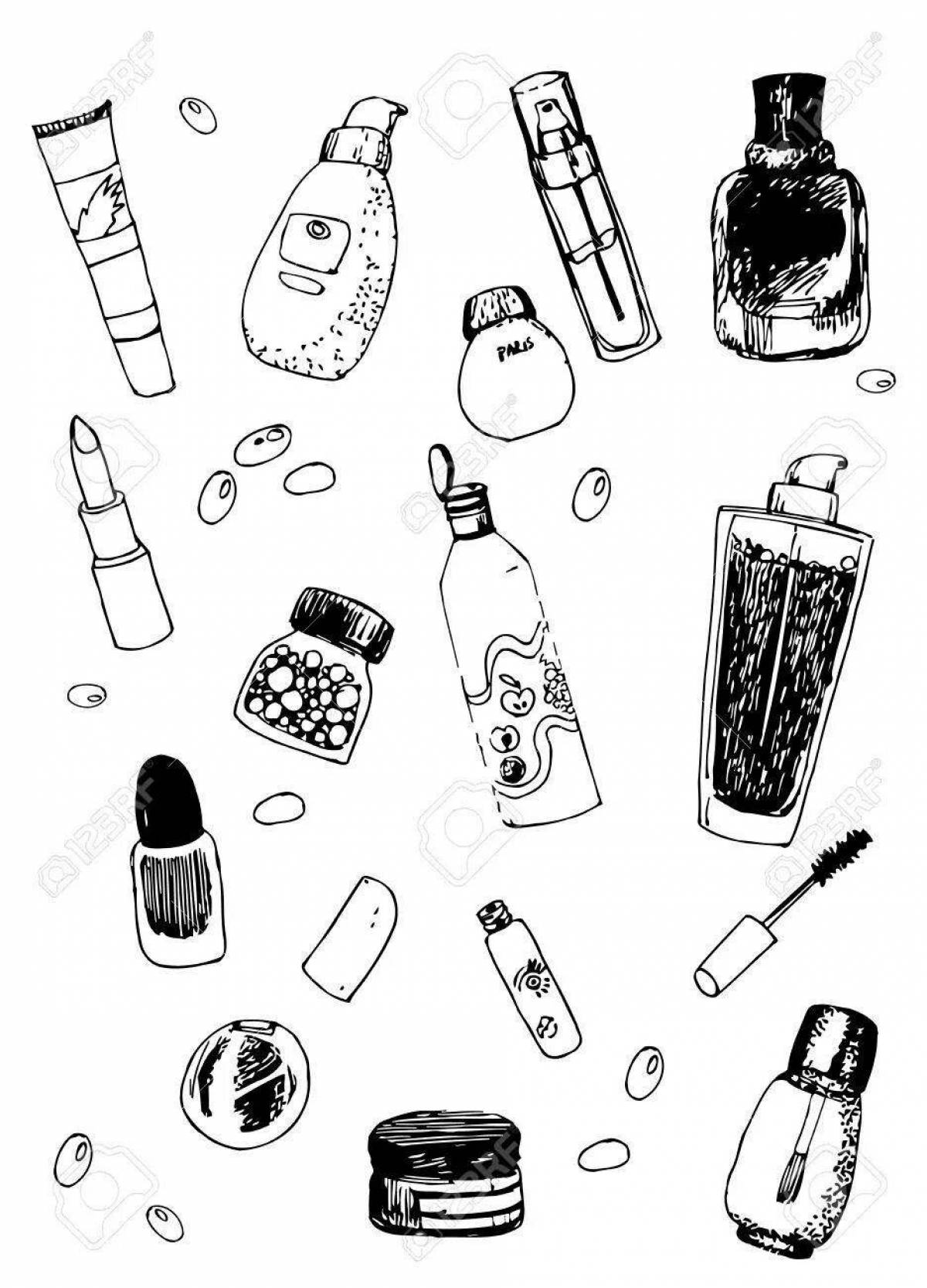Coloring page modern skin care cosmetics