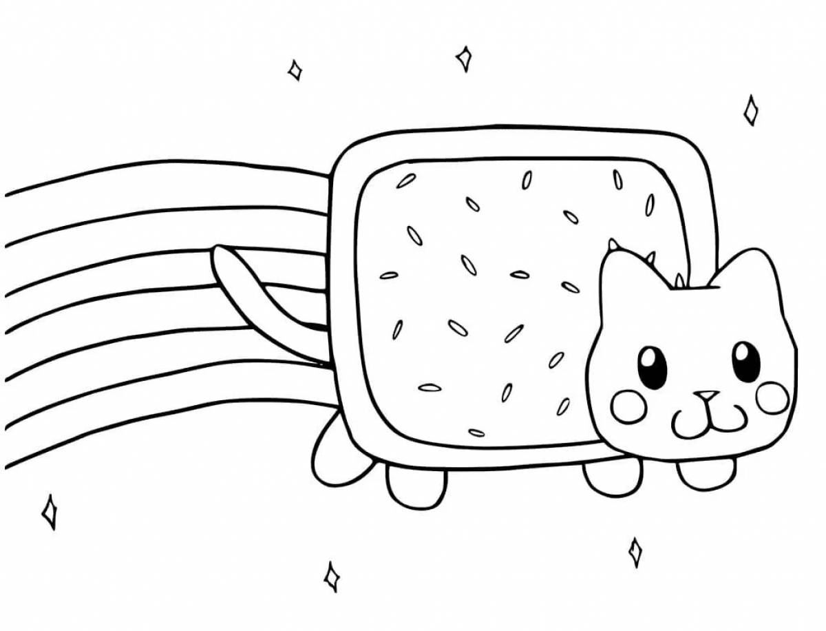Радостный радужный кот раскраски