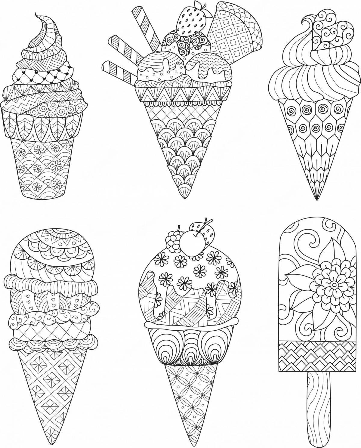 Joyful anti-stress ice cream coloring book