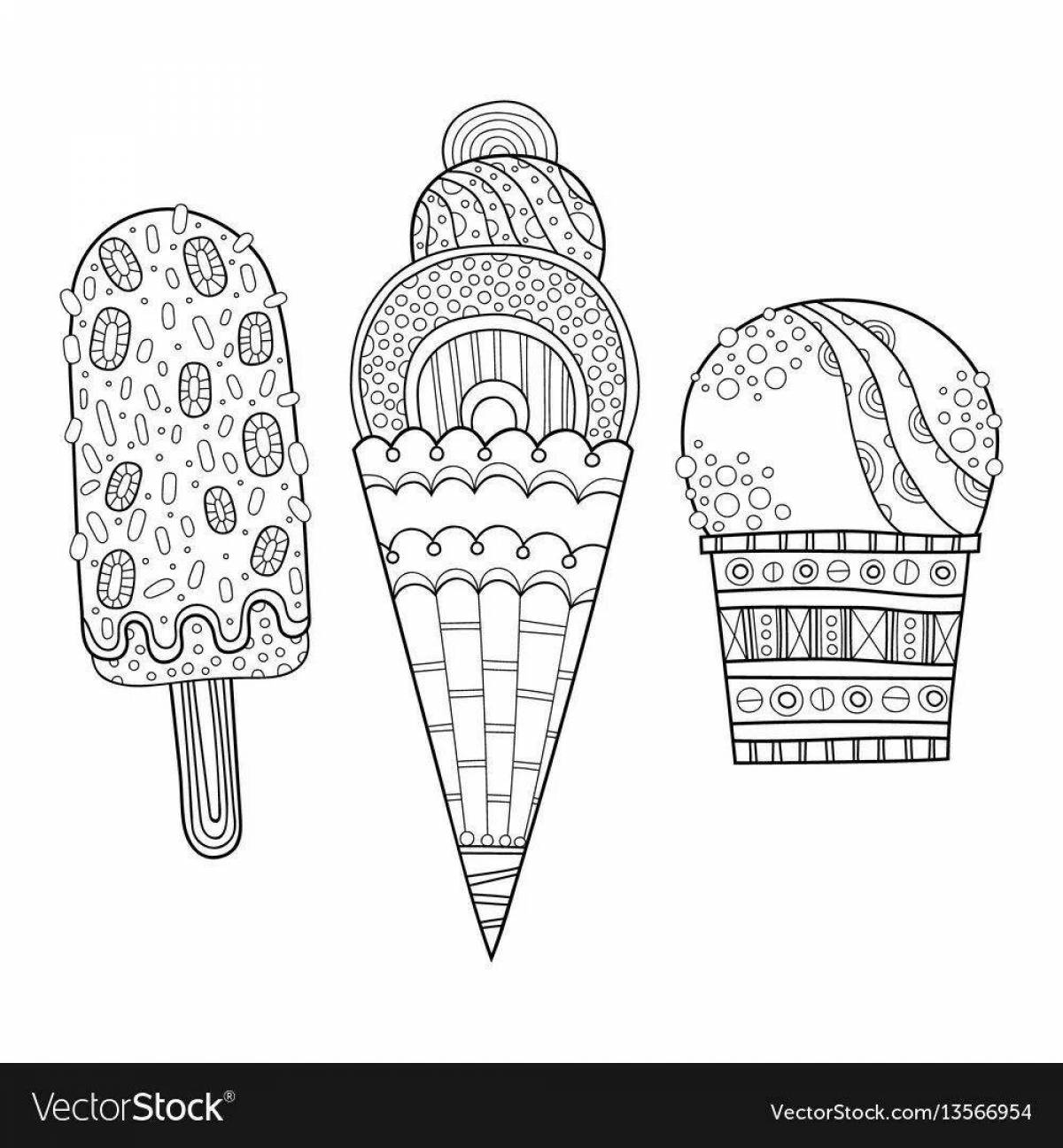 Coloring book soothing anti-stress ice cream