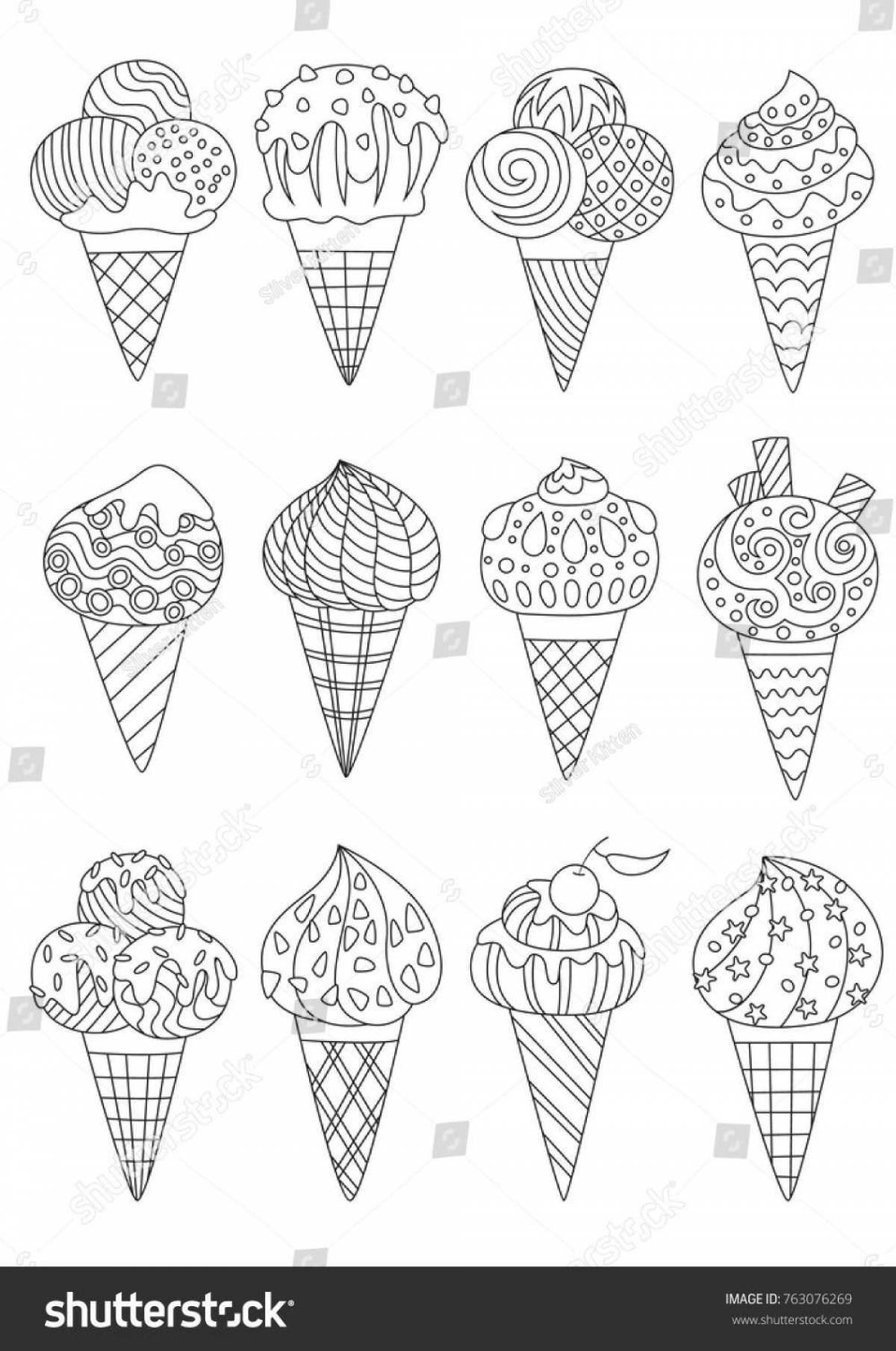 Serene antistress ice cream coloring book