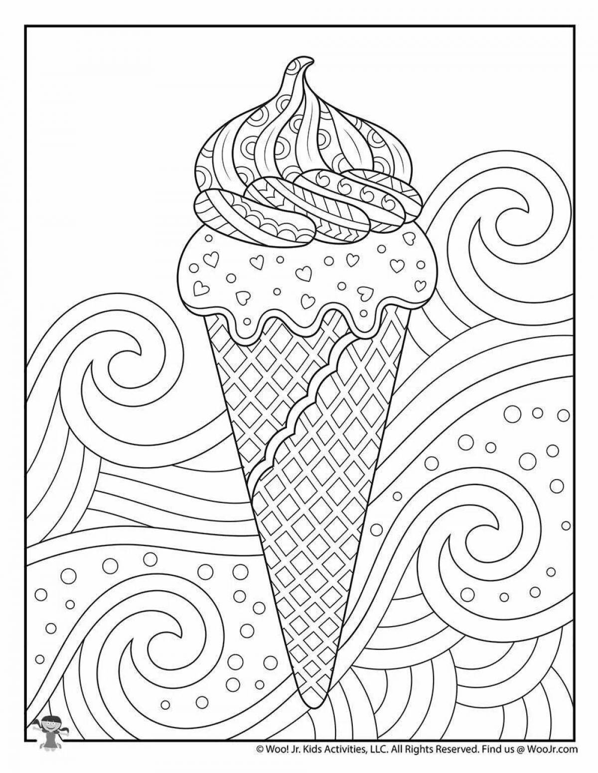Coloring book shining anti-stress ice cream