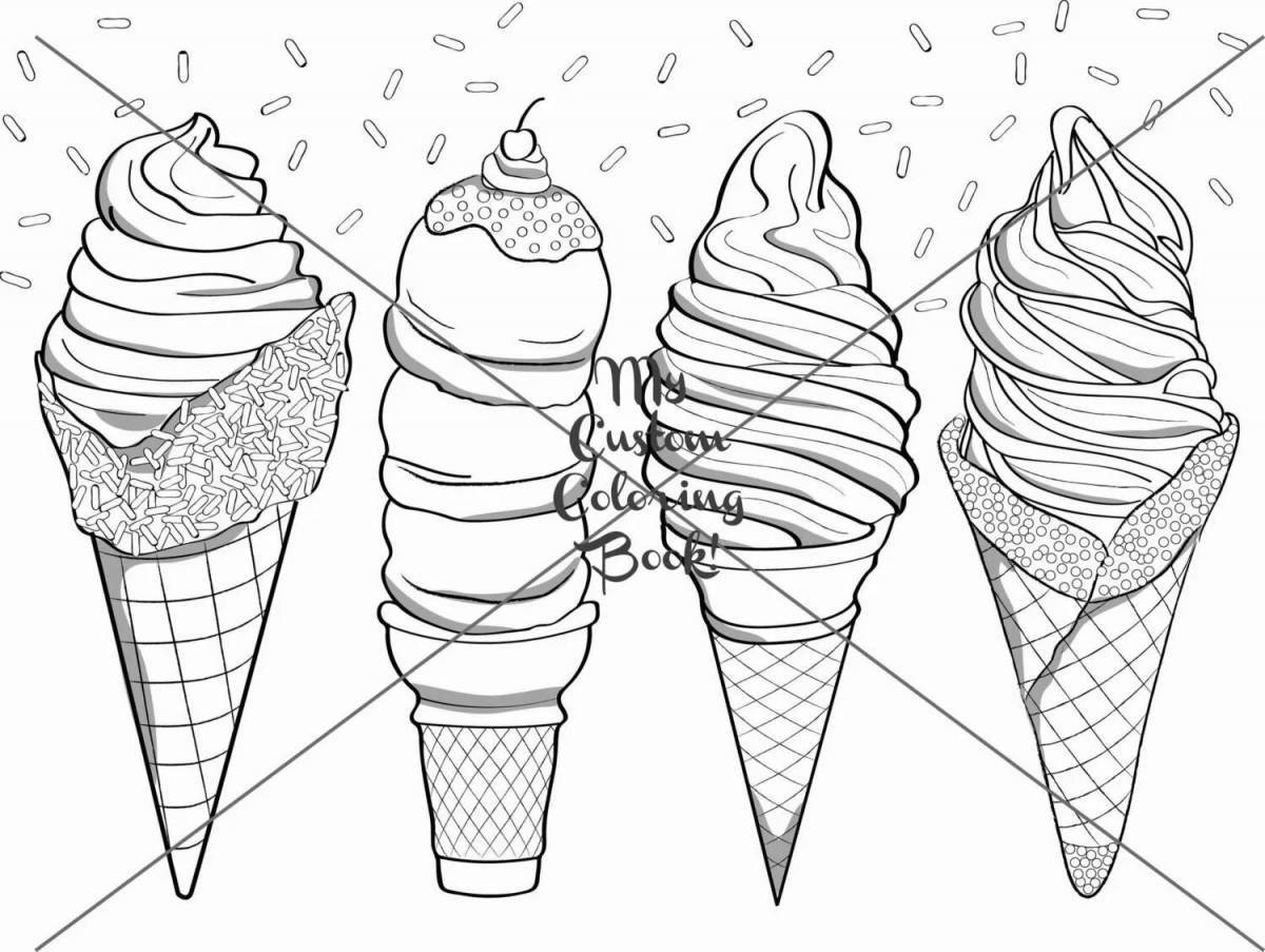 Refreshing anti-stress ice cream coloring pages
